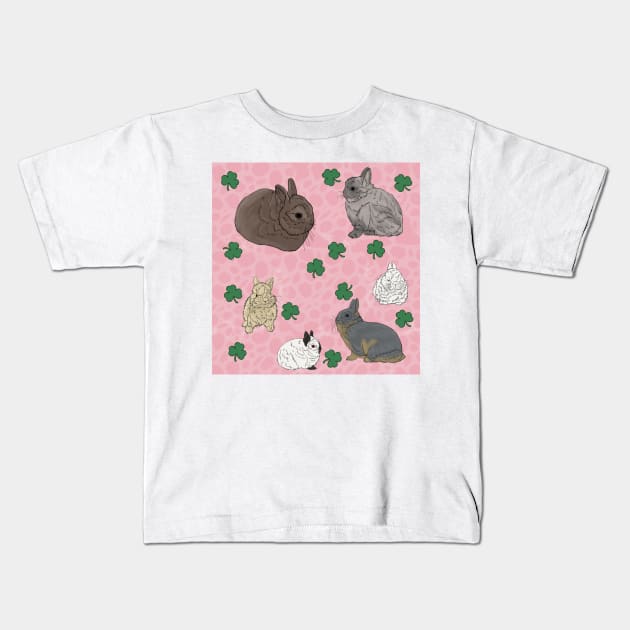 Netherland Dwarf Rabbits Pink Kids T-Shirt by TrapperWeasel